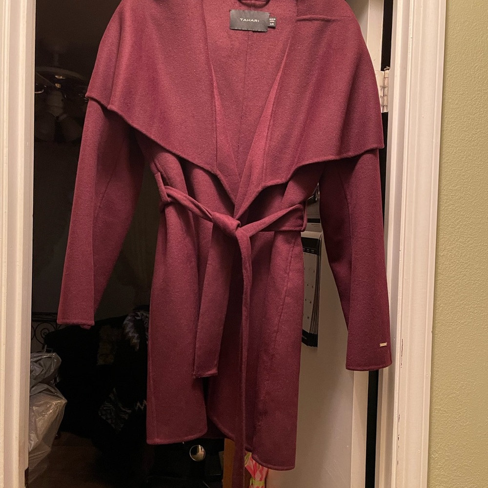 Tahari Shawl Collar Wrap Coat